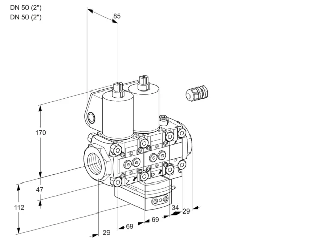 Kromschroder VCG 2E50R/50R05NGEVWL/PPPP/PPMM — двойной электромагнитный газовый клапан — 88105182