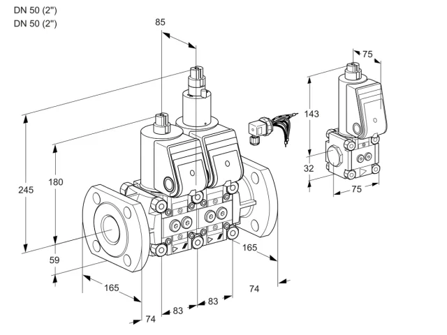 Kromschroder VCS 3E50F/50F05NLWR3/PPPP/PPZS — двойной электромагнитный газовый клапан — 88104970