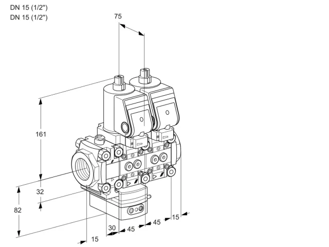 Kromschroder VCD 1T15N/15N05FD-50NQSR/PPPP/PPPP — двойной электромагнитный газовый клапан — 88103054