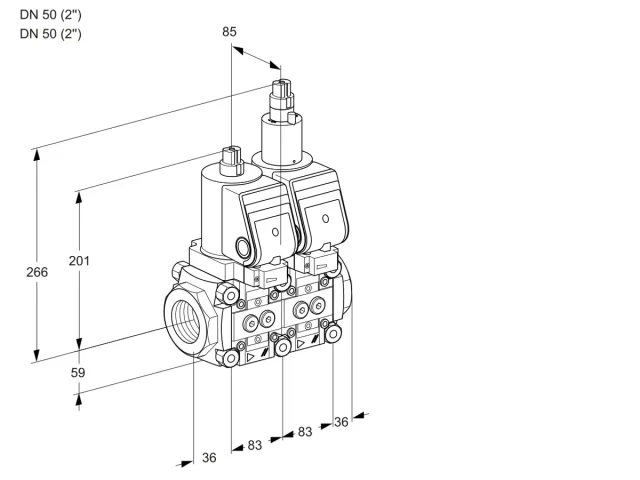 Kromschroder VCS 3T50N/50N05NLWGR/PPPP/PPPP — двойной электромагнитный газовый клапан — 88105071