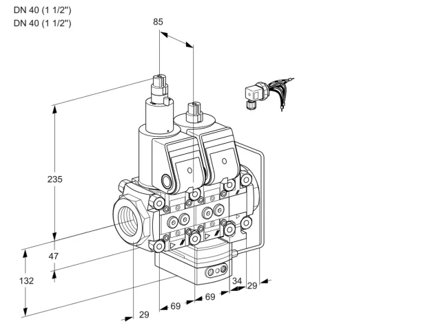 Kromschroder VCH 2E40R/40R05LHEVWR/PPPP/PPPP — двойной электромагнитный газовый клапан — 88105498