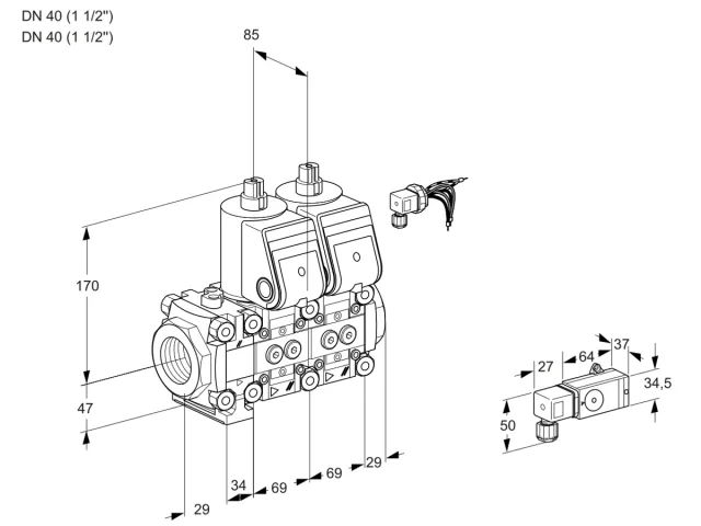 Kromschroder VCS 2E40R/40R05FNNWR/2--4/PPPP — двойной электромагнитный газовый клапан — 88100003