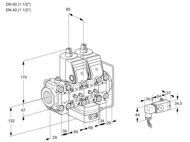 Kromschroder VCH 2T40N/40N05FNHAVQR/MMMM/PP-3 — двойной электромагнитный газовый клапан — 88106967