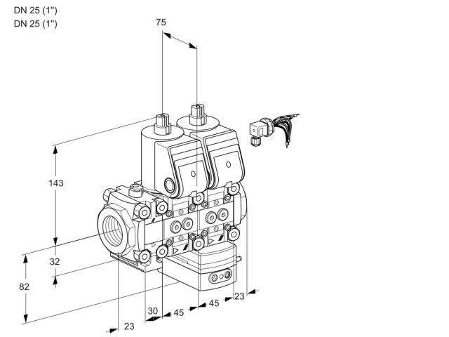 Kromschroder VCD 1E25R/25R05FND-25WR/PPPP/PPPP — двойной электромагнитный газовый клапан — 88107463