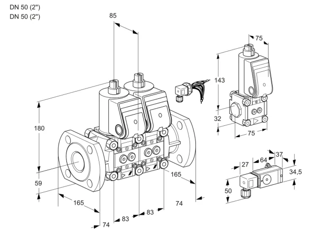 Kromschroder VCS 3E50F/50F05NNWR/-3PP/PPZS — двойной электромагнитный газовый клапан — 88105260