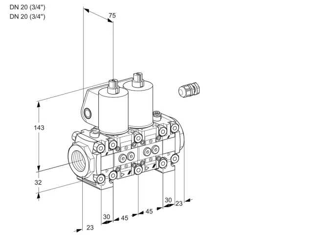 Kromschroder VCS 1E20R/20R05FNNVWL/PPPP/PPPP — двойной электромагнитный газовый клапан — 88103385