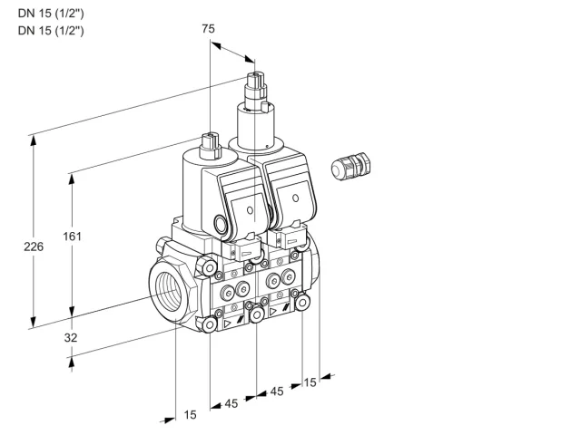 Kromschroder VCS 1E15R/15R05NLQGR/PPPP/PPPP — двойной электромагнитный газовый клапан — 88105190