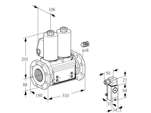 Kromschroder VCS 780F05NNWL3B/4-PP/4-PP — двойной электромагнитный газовый клапан — 88207128