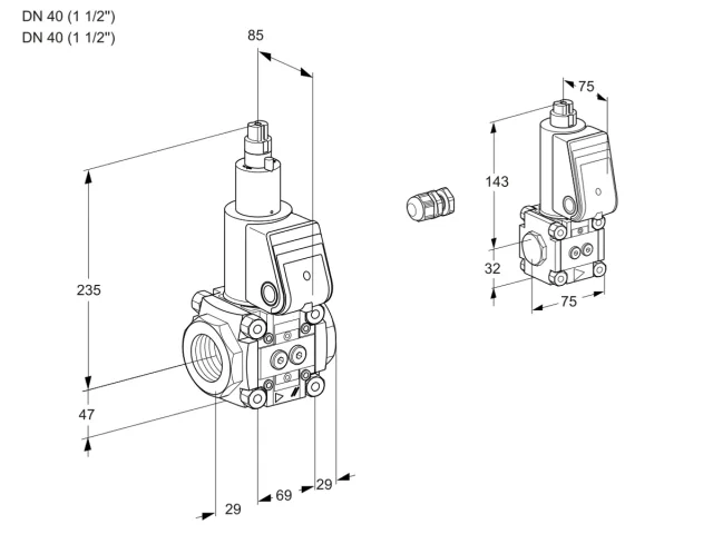 Kromschroder VAS 2E40R/40R05LKR/PP/BS — электромагнитный газовый клапан — 88104782