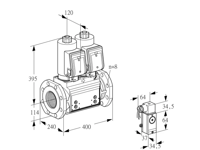 Kromschroder VCS 9T125A05NNASRB/PPPP/3-P3 — двойной электромагнитный газовый клапан — 88205388