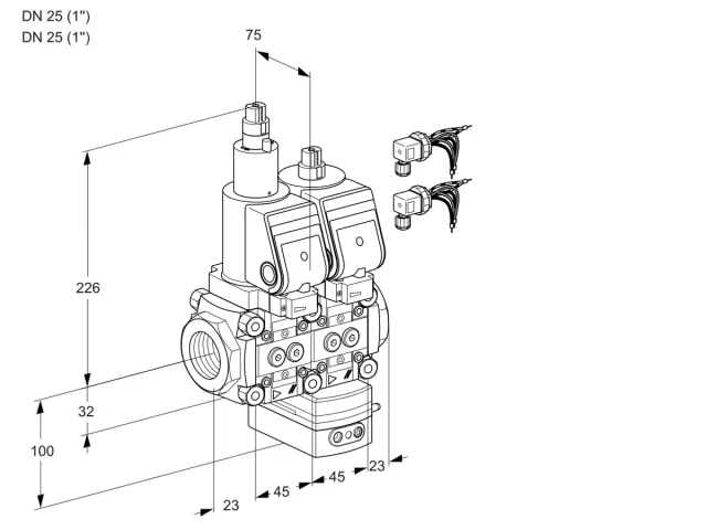 Kromschroder VCH 1E25R/25R05LHEWSR8/PPPP/PPPP — двойной электромагнитный газовый клапан — 88104300