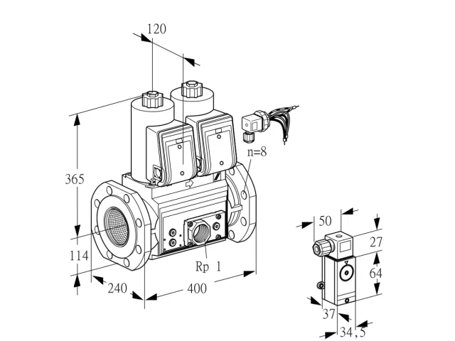 Kromschroder VCS 9125F05NNARE/P2EP/PPPP — двойной электромагнитный газовый клапан — 88204448