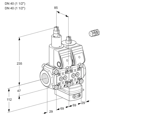 Kromschroder VCD 2E40R/40R05LD-100WR/PPPP/PPPP — двойной электромагнитный газовый клапан — 88105997