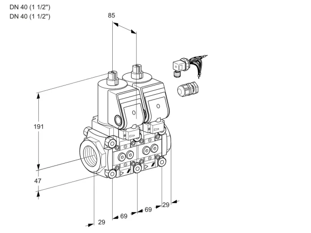 Kromschroder VCS 2E40R/40R05NNKGR8/PPPP/PPPP — двойной электромагнитный газовый клапан — 88102939