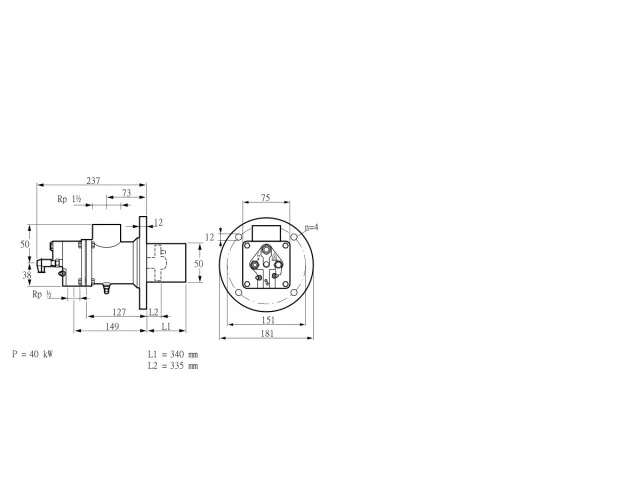 Kromschroder BIO 50KB-340/335-(34)D — промышленная газовая горелка — 84015446