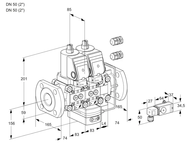 Kromschroder VCH 3E50F/50F05NHEVWSR3/-3PP/PPPP — двойной электромагнитный газовый клапан — 88106358