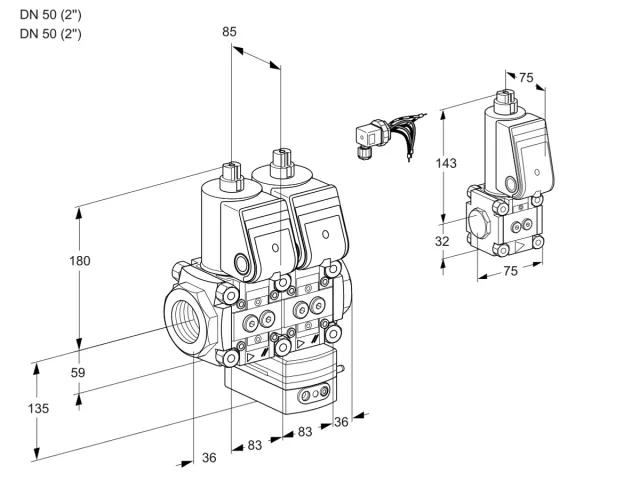 Kromschroder VCD 3E50R/50R05ND-100WR/PPPP/PPBS — двойной электромагнитный газовый клапан — 88102975
