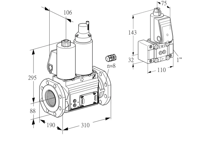 Kromschroder VCS 780F05NLWL3E/PPZ-/PPPP — двойной электромагнитный газовый клапан — 88206511