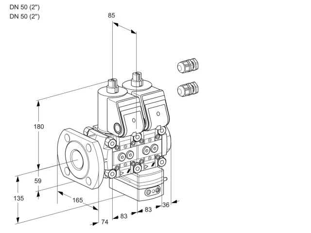 Kromschroder VCD 3E50F/50R05ND-100WR3/PPPP/PPPP — двойной электромагнитный газовый клапан — 88101596