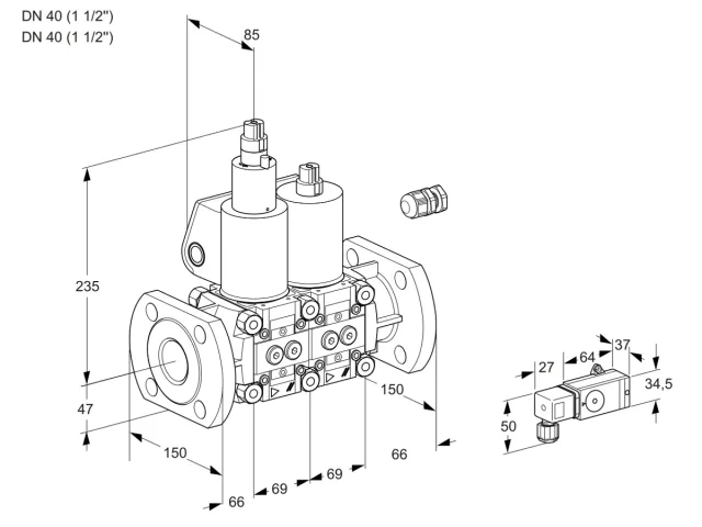 Kromschroder VCS 2E40F/40F05LNWL/PPMM/-3PP — двойной электромагнитный газовый клапан — 88107610