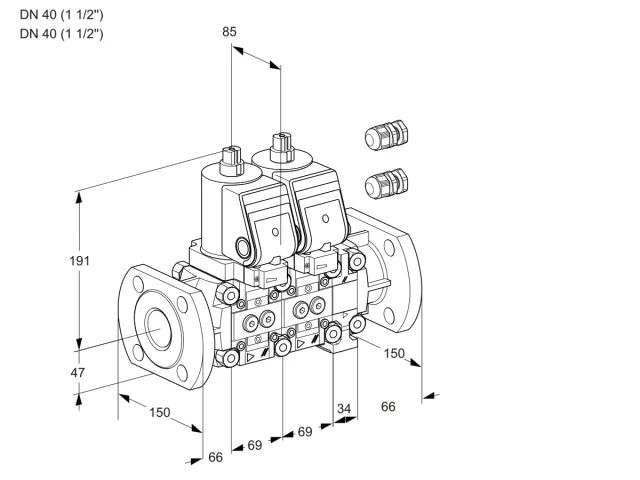 Kromschroder VCS 2E40F/40F05NNVKGR3/PPPP/PPPP — двойной электромагнитный газовый клапан — 88107634