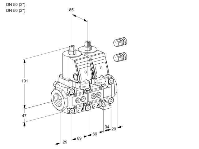Kromschroder VCS 2E50R/50R05NNVKGR3/PPPP/PPPP — двойной электромагнитный газовый клапан — 88107633