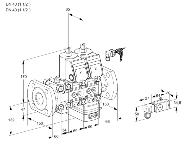 Kromschroder VCV 2E40F/40F05FNVKWR/2-PP/PPPP — двойной электромагнитный газовый клапан — 88106603