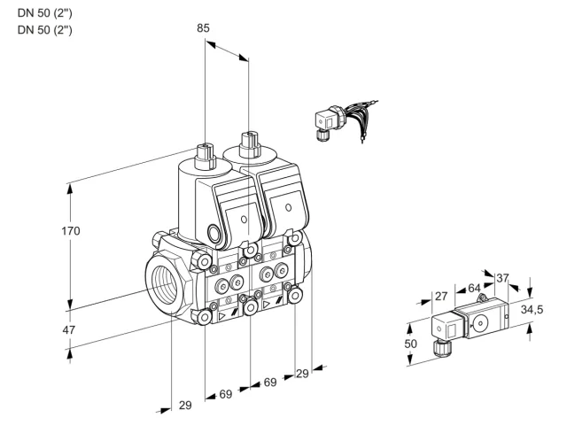 Kromschroder VCS 2E50R/50R05NNWR/2--3/PPPP — двойной электромагнитный газовый клапан — 88104971