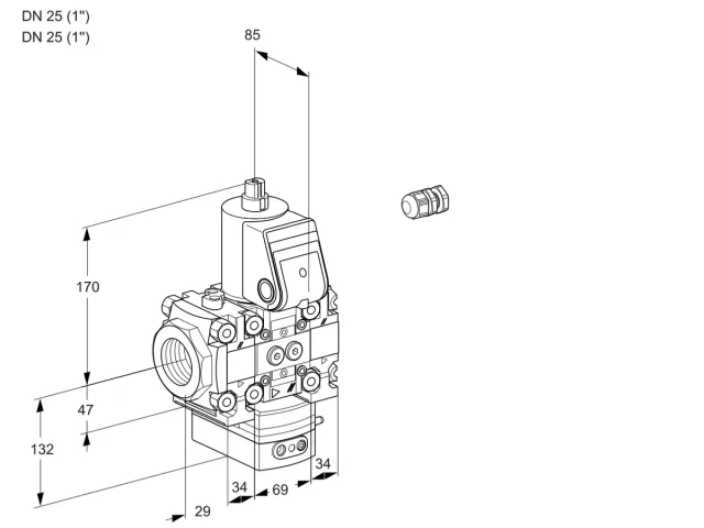 Kromschroder VAH 2E25R/25R05FHEVWR/PP/PP — регулятор расхода газа — 88102387