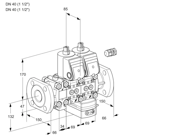 Kromschroder VCV 2E40F/40F05FNVKWR/PPPP/PPPP — двойной электромагнитный газовый клапан — 88101213