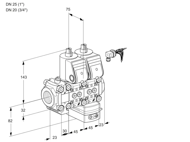 Kromschroder VCD 1E25R/20R05FND-25WR/PPPP/PPPP — двойной электромагнитный газовый клапан — 88102943