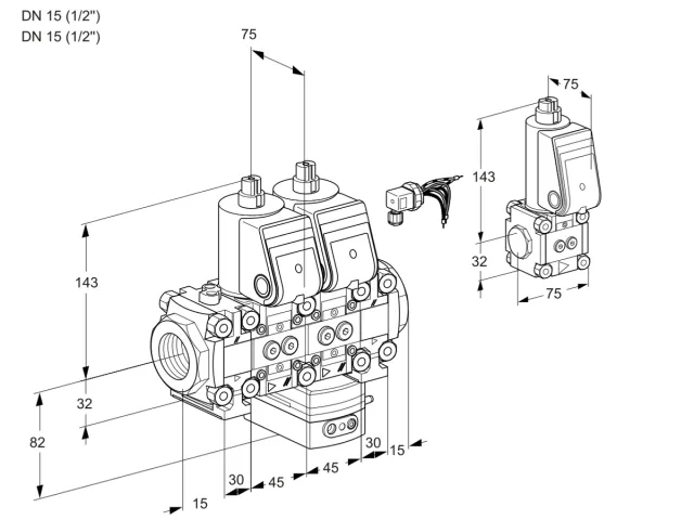Kromschroder VCG 1E15R/15R05FNGEVWR/PPPP/PPZS — двойной электромагнитный газовый клапан — 88104657