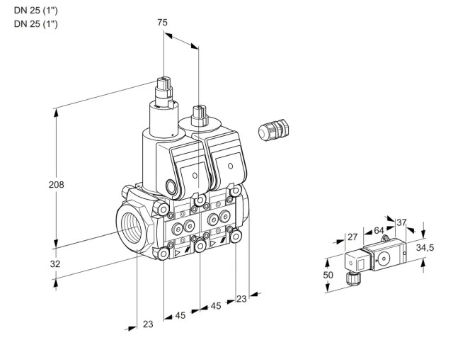 Kromschroder VCS 1E25R/25R05LNWR/-2PP/MMMM — двойной электромагнитный газовый клапан — 88105750