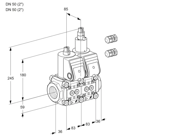 Kromschroder VCS 3E50R/50R05NLYR3/PPPP/PPPP — двойной электромагнитный газовый клапан — 88107028