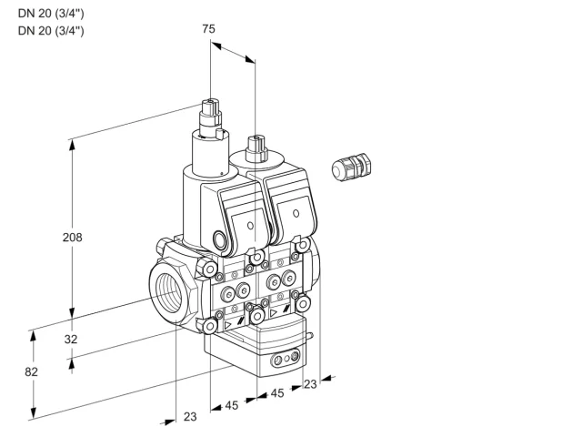 Kromschroder VCG 1E20R/20R05LGEWR/PPPP/PPPP — двойной электромагнитный газовый клапан — 88104431