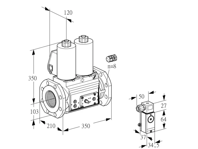 Kromschroder VCS 8100F05NNWL3E/3-MP/PP34 — двойной электромагнитный газовый клапан — 88207333