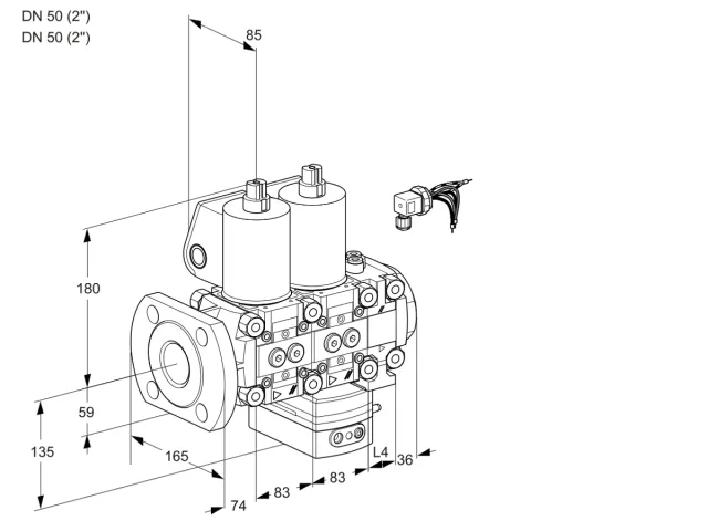 Kromschroder VCG 3E50F/50R05NGEVWL/PPPP/PPPP — двойной электромагнитный газовый клапан — 88107527