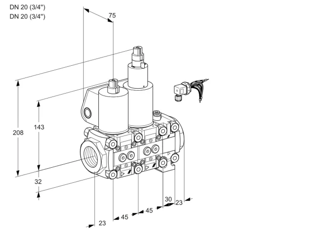 Kromschroder VCS 1E20R/20R05NLVWL/PPPP/PPPP — двойной электромагнитный газовый клапан — 88105145