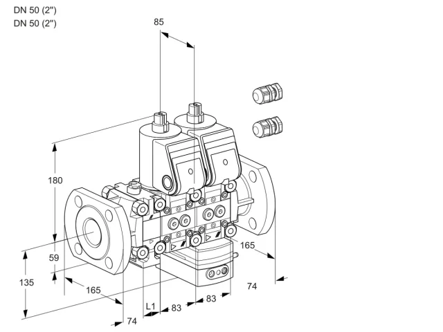 Kromschroder VCD 3E50F/50F05FND-25WR3/PPPP/PPPP — двойной электромагнитный газовый клапан — 88106208