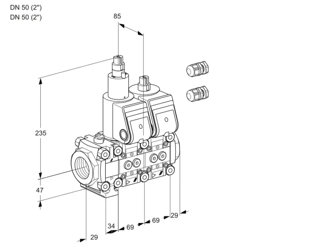 Kromschroder VCS 2E50R/50R05FLNWR3/PPPP/PPPP — двойной электромагнитный газовый клапан — 88107249