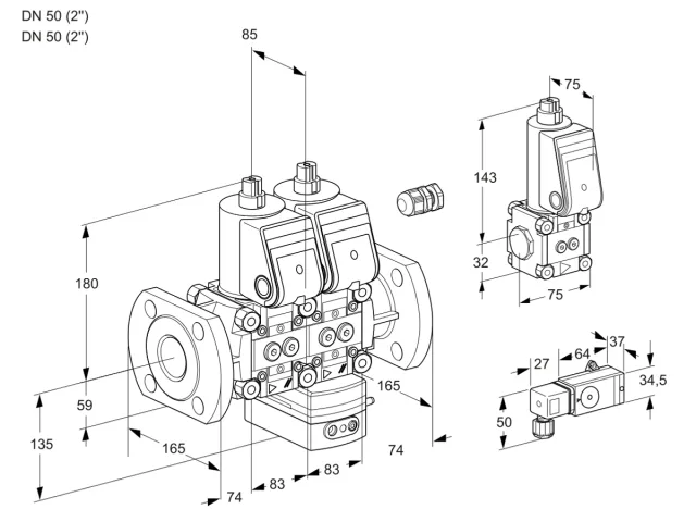 Kromschroder VCD 3E50F/50F05ND-25WR/-3PP/PPZS — двойной электромагнитный газовый клапан — 88104364