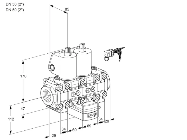 Kromschroder VCG 2E50R/50R05FNGEVWL/PPPP/PPPP — двойной электромагнитный газовый клапан — 88102631
