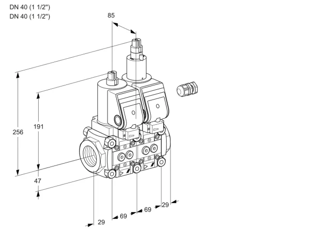Kromschroder VCS 2E40R/40R05NLWSR/PPPP/PPPP — двойной электромагнитный газовый клапан — 88106770