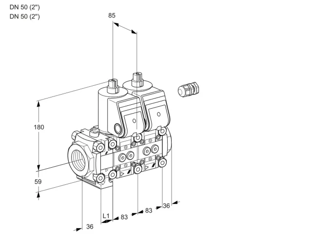 Kromschroder VCS 3E50R/50R05FNNWR/PPPP/PPPP — двойной электромагнитный газовый клапан — 88106129