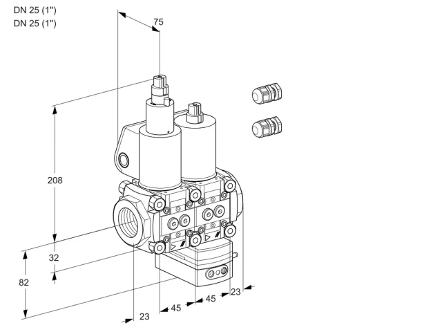 Kromschroder VCD 1E25R/25R05LD-100WL3/PPPP/PPPP — двойной электромагнитный газовый клапан — 88105179