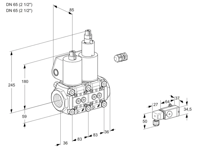 Kromschroder VCS 3E65R/65R05NLWL/PPPP/-2PP — двойной электромагнитный газовый клапан — 88105541