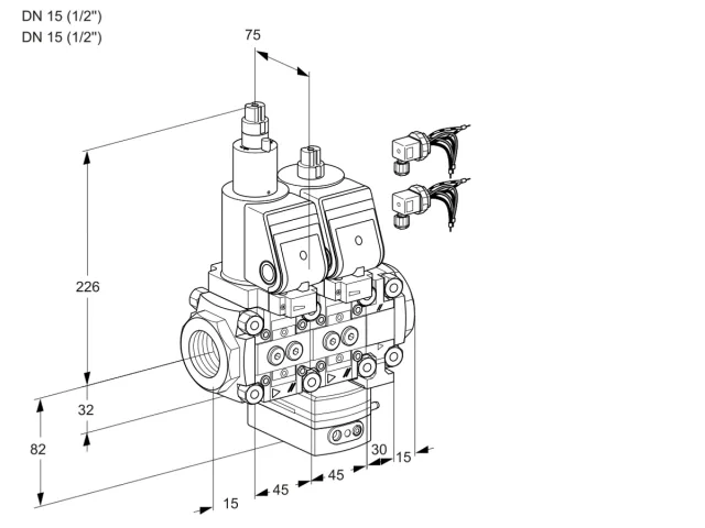 Kromschroder VCD 1E15R/15R05LD-100VWSR8/PPPP/PPPP — двойной электромагнитный газовый клапан — 88105150