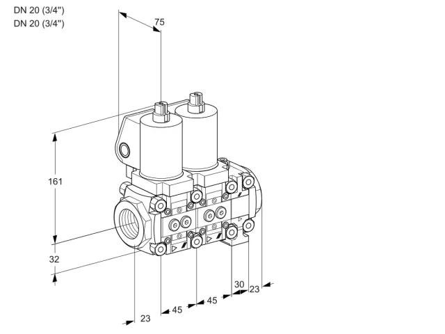 Kromschroder VCS 1T20N/20N05NNVQGL/PPPP/PPPP — двойной электромагнитный газовый клапан — 88106455