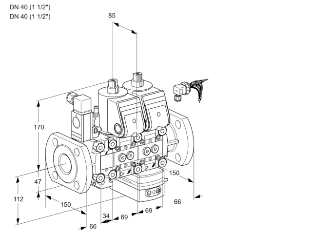 Kromschroder VCD 2E40F/40F05F2ND-50WR/PPPP/PPPP — двойной электромагнитный газовый клапан — 88104948