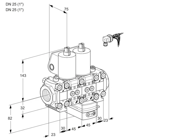 Kromschroder VCG 1E25R/25R05FNGEVWL/PPPP/PPPP — двойной электромагнитный газовый клапан — 88107469